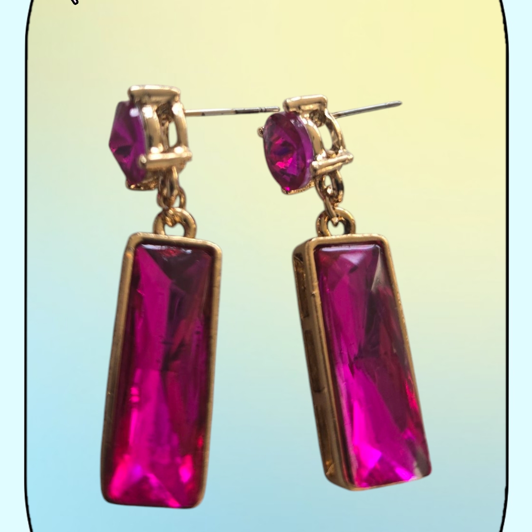 Elegant Gold And Pink Drop Earrings